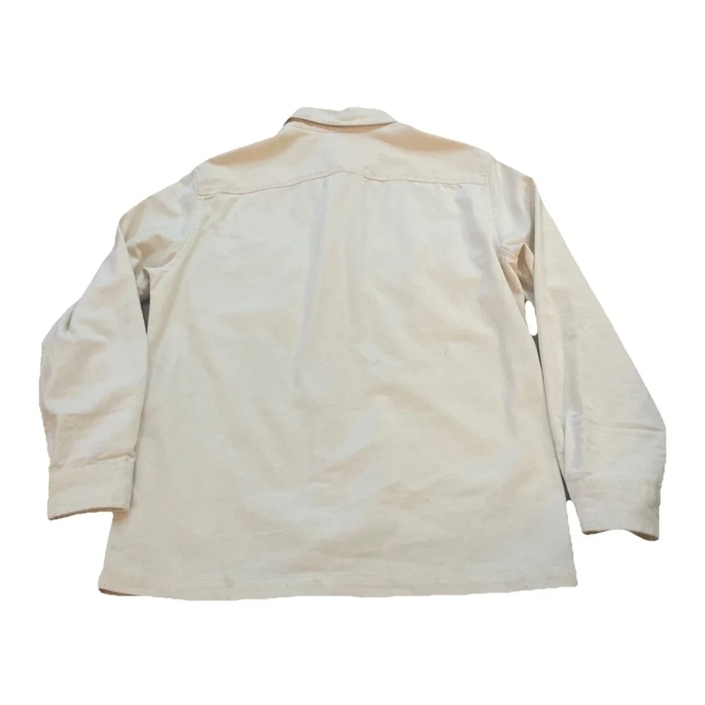 H&M‎ Denim Shirt Jacket Men's Medium Cream Button Up 2 Pockets Tags Removed